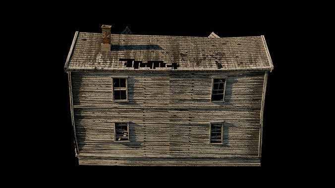 Abandoned House with Interior Low-poly 3D model 4