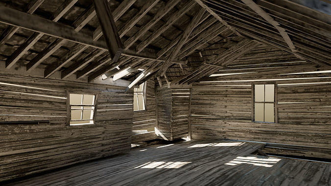 Abandoned House with Interior Low-poly 3D model 7