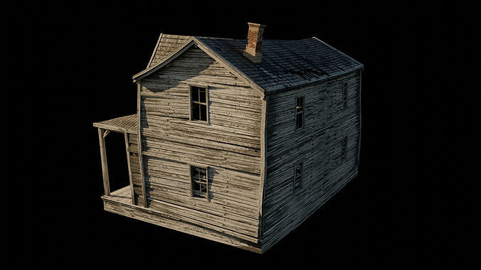 Abandoned House with Interior Low-poly 3D model 3