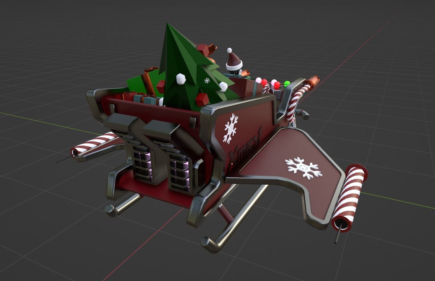 Xmas Robo Santa Sleigh 2023 Low-poly 3D model_6