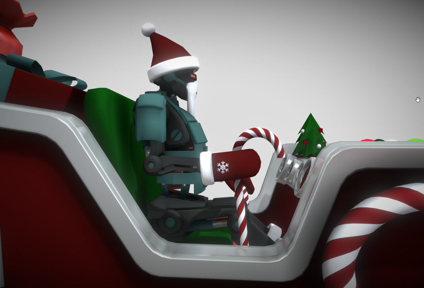 Xmas Robo Santa Sleigh 2023 Low-poly 3D model_4
