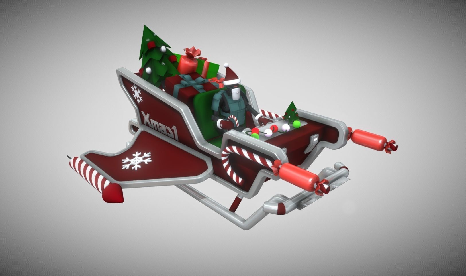 Xmas Robo Santa Sleigh 2023 Low-poly 3D model_1