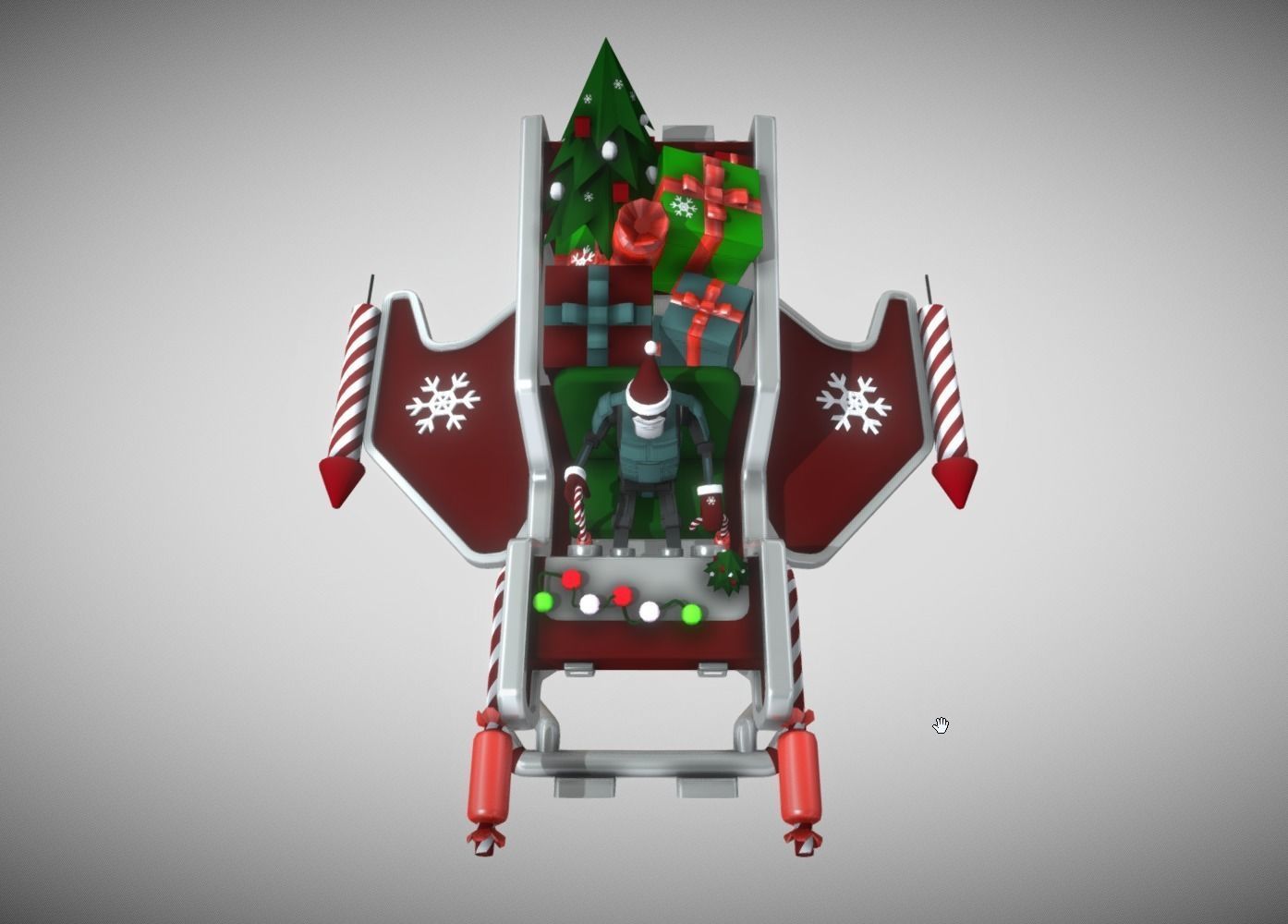 Xmas Robo Santa Sleigh 2023 Low-poly 3D model_3