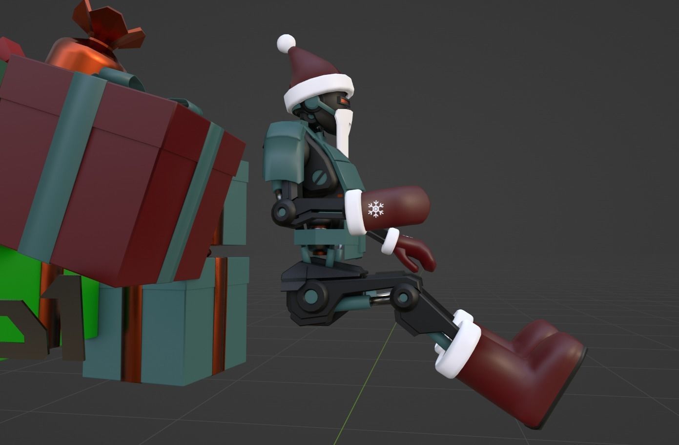 Xmas Robo Santa Sleigh 2023 Low-poly 3D model_5
