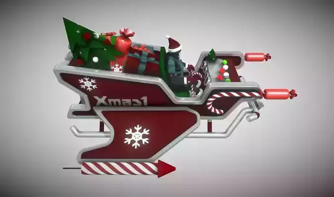 Xmas Robo Santa Sleigh 2023 Low-poly 3D model