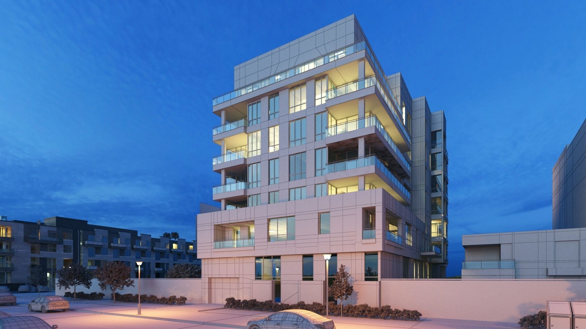 Residential building exterior Scene 3D model 3D model_5