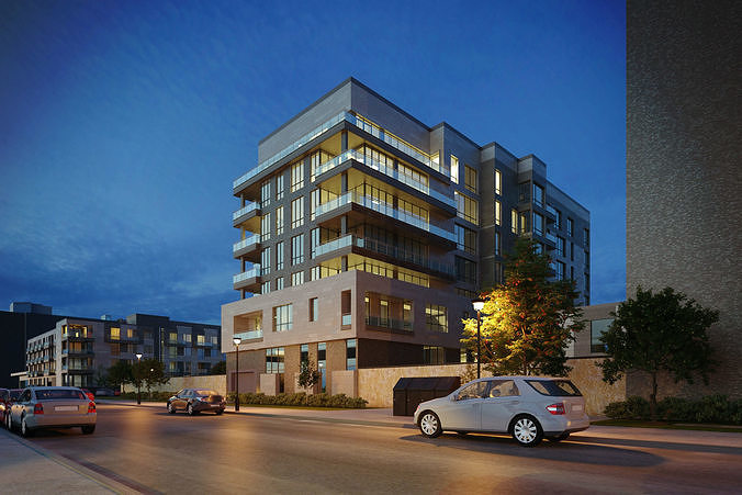 Residential building exterior Scene 3D model 3D model 2