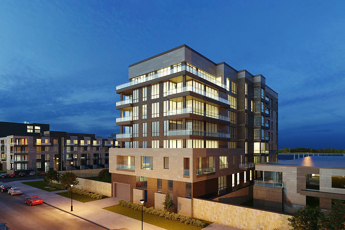 Residential building exterior Scene 3D model 3D model 4