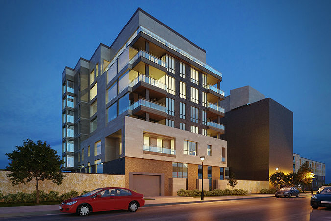 Residential building exterior Scene 3D model 3D model 3