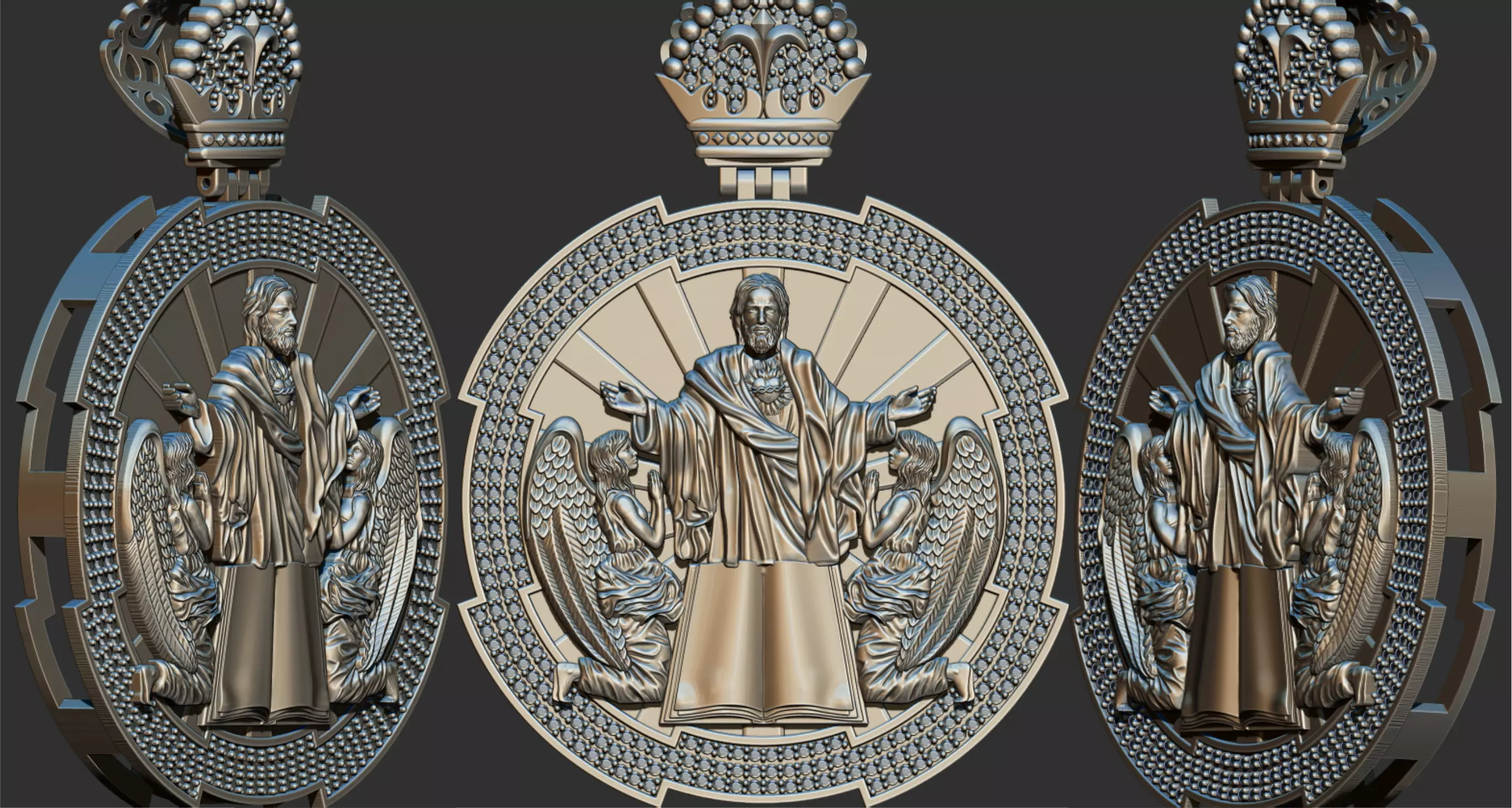 Jesus and Angels Heaven Pendant - Cristo e Anjos 3D print model