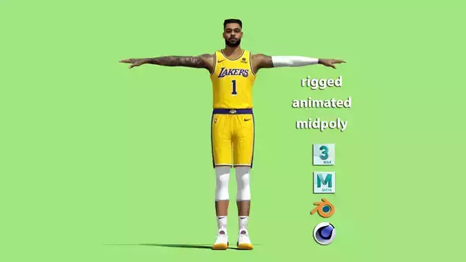 T-Pose D Angelo Russell Los Angeles Lakers NBA 3D model