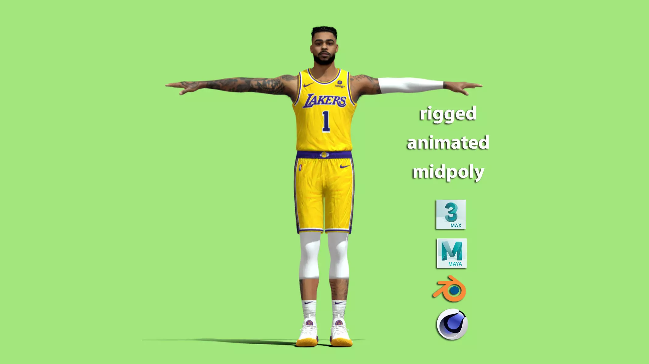 T-Pose D Angelo Russell Los Angeles Lakers NBA 3D model