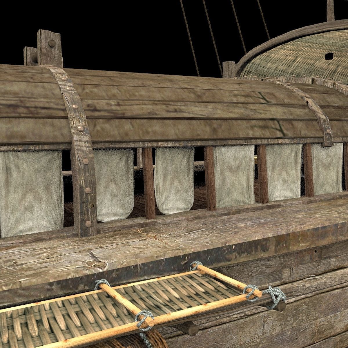 Chinese junk fishing boat 3D model_12