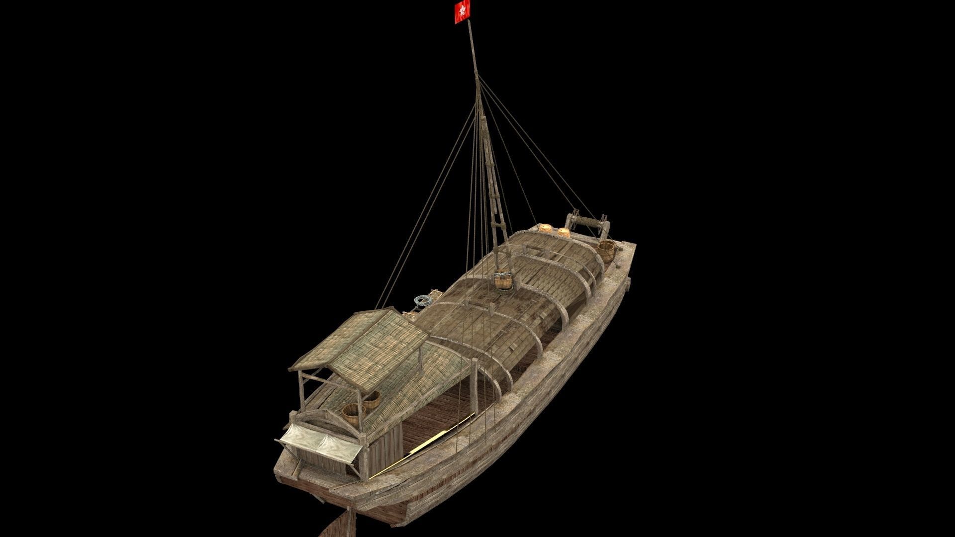 Chinese junk fishing boat 3D model_8