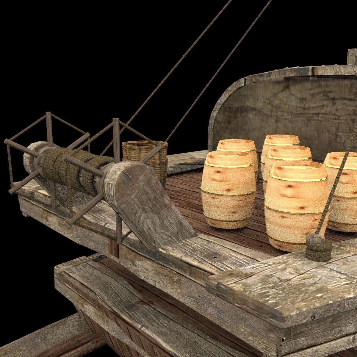 Chinese junk fishing boat 3D model_3
