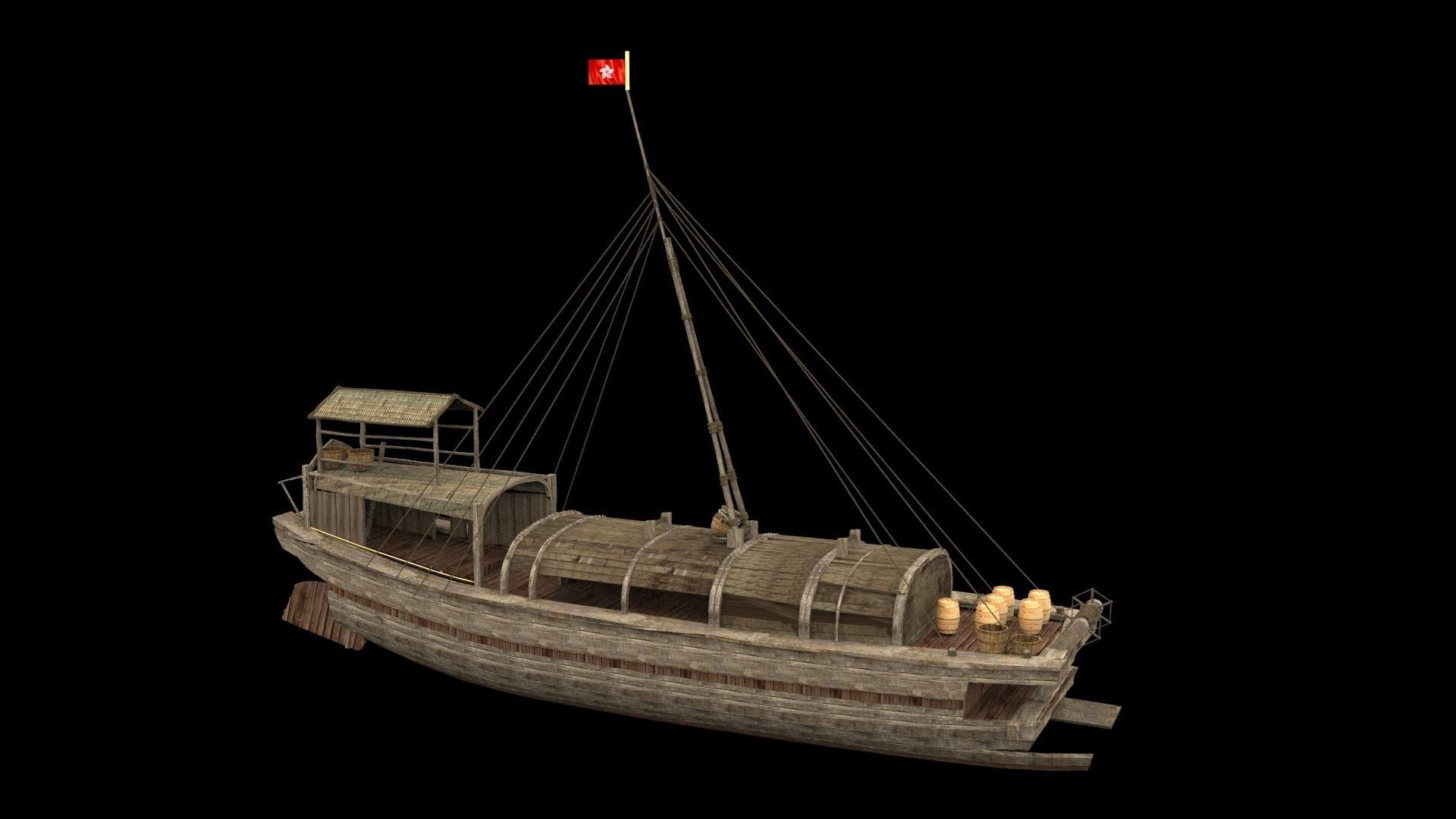 Chinese junk fishing boat 3D model_7