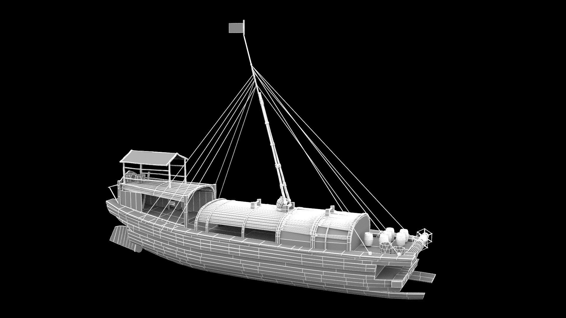 Chinese junk fishing boat 3D model_6
