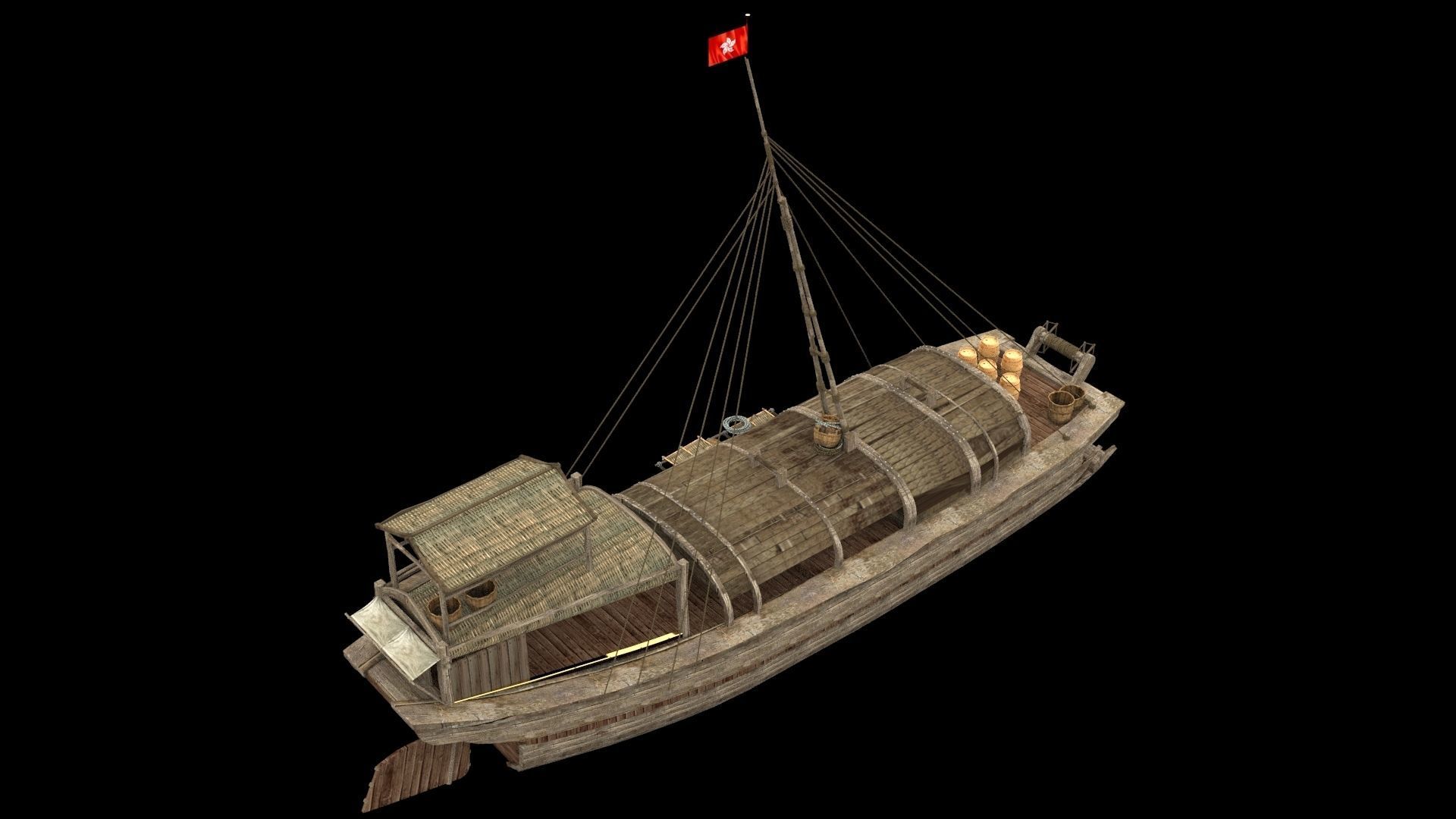 Chinese junk fishing boat 3D model_9