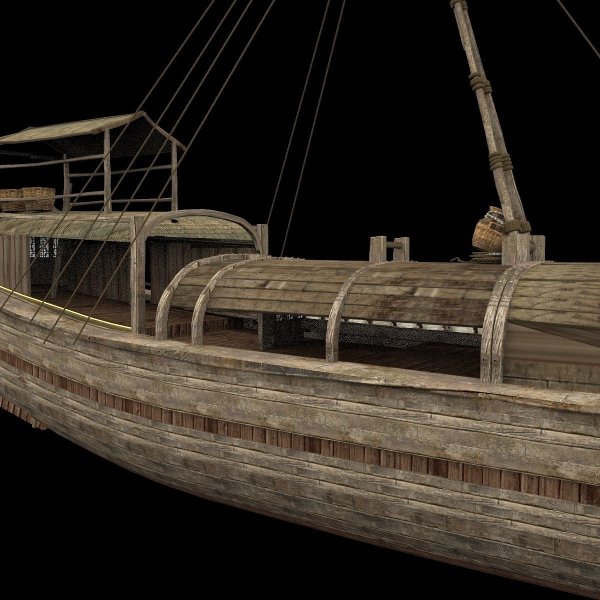 Chinese junk fishing boat 3D model_1