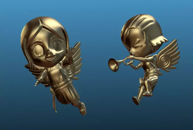 Flying and Trumphet Chibi-angles 3D print model_0