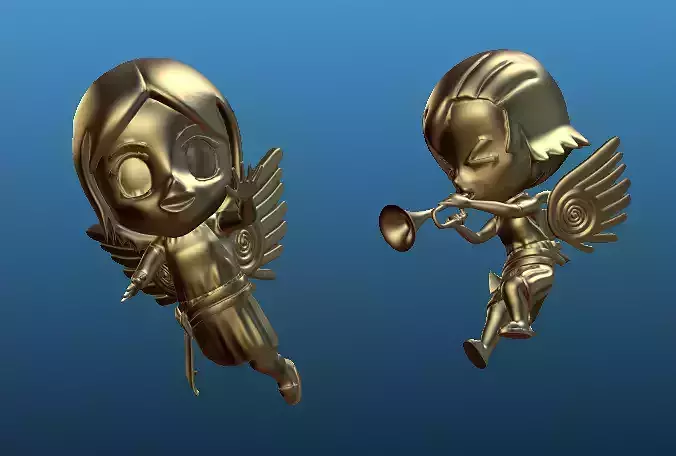 Flying and Trumphet Chibi-angles 3D print model