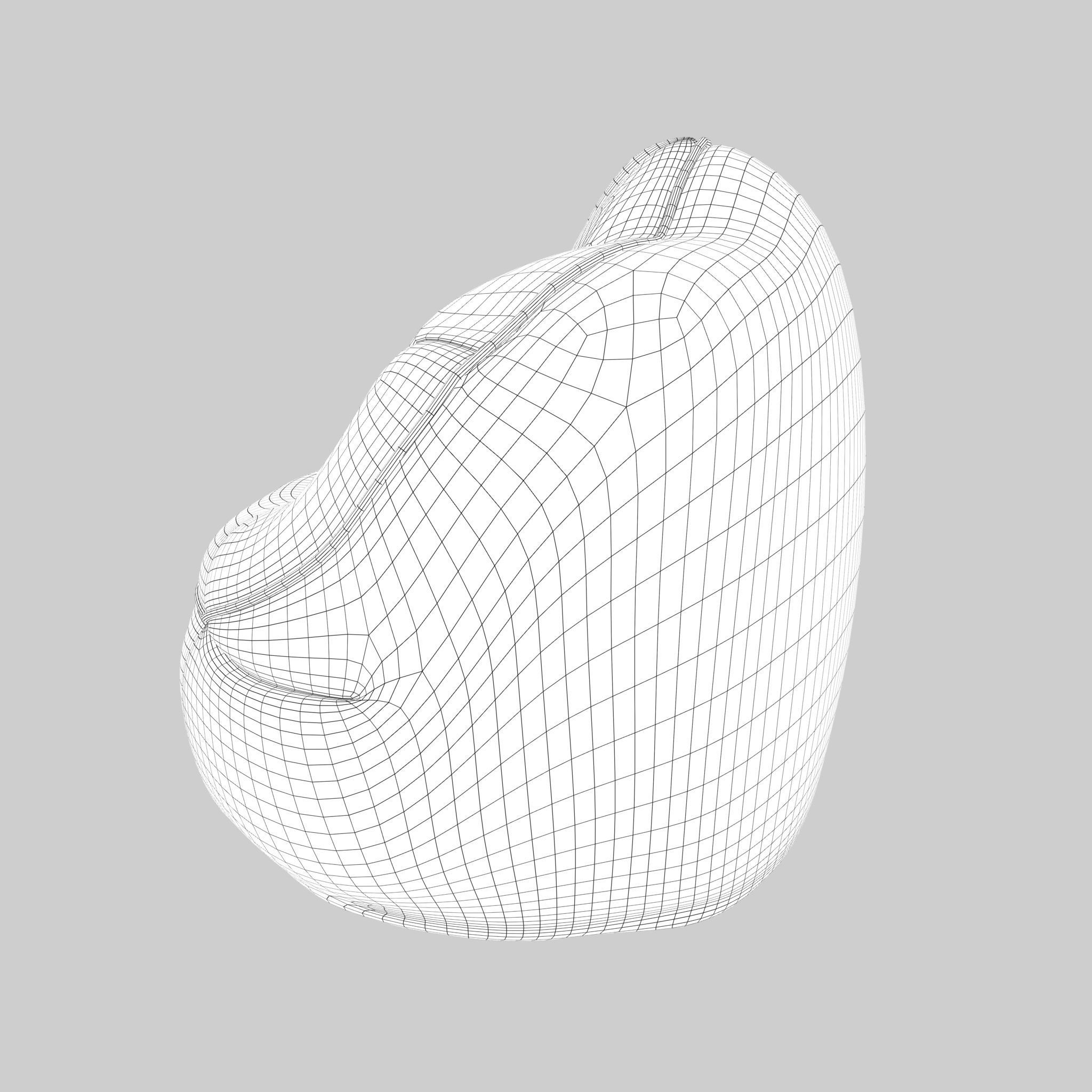 Beanbag chair Low-poly 3D model_9