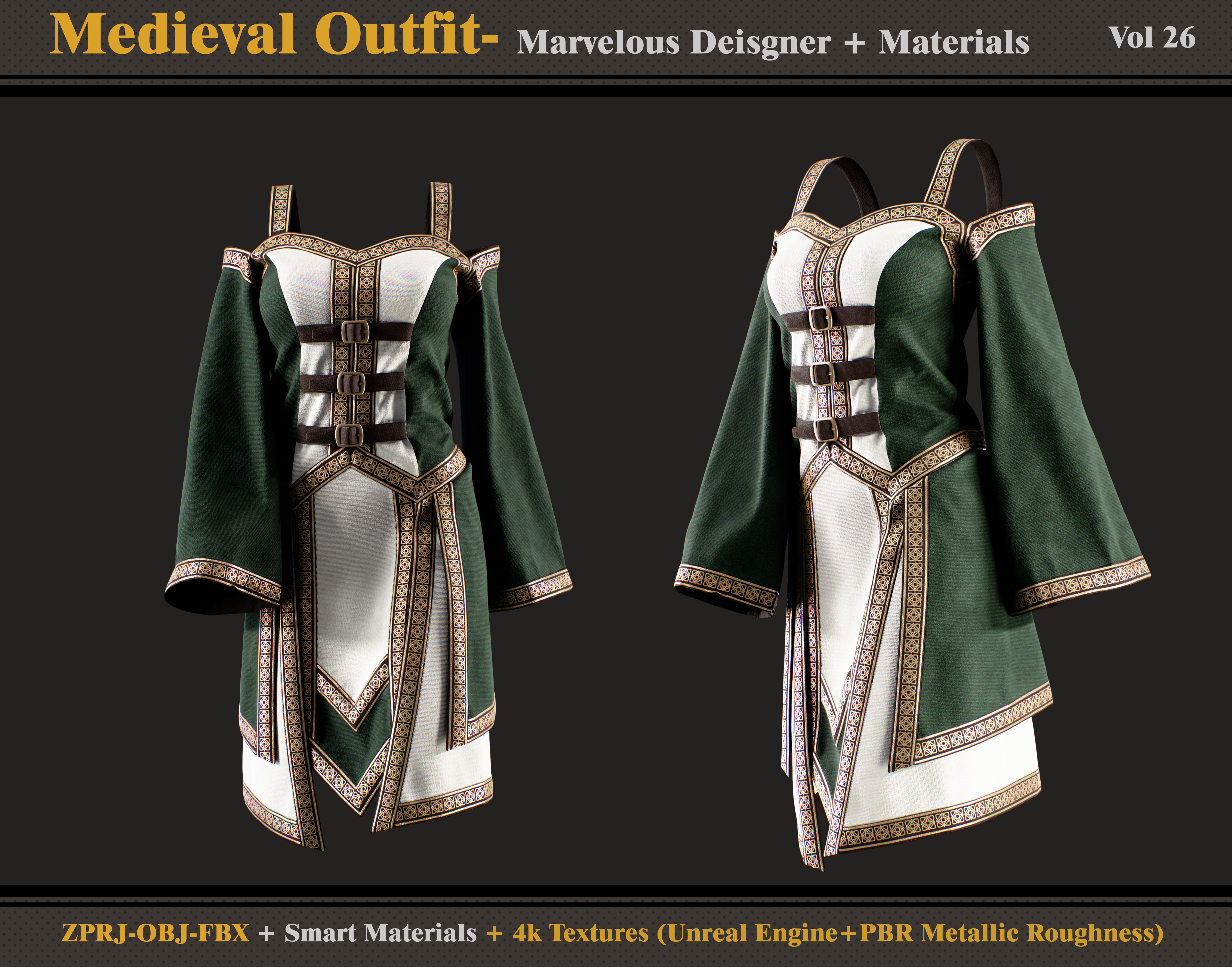 Medieval Outfit- MD-Clo3d -Material - Textures - OBJ - FBX 3D model_2
