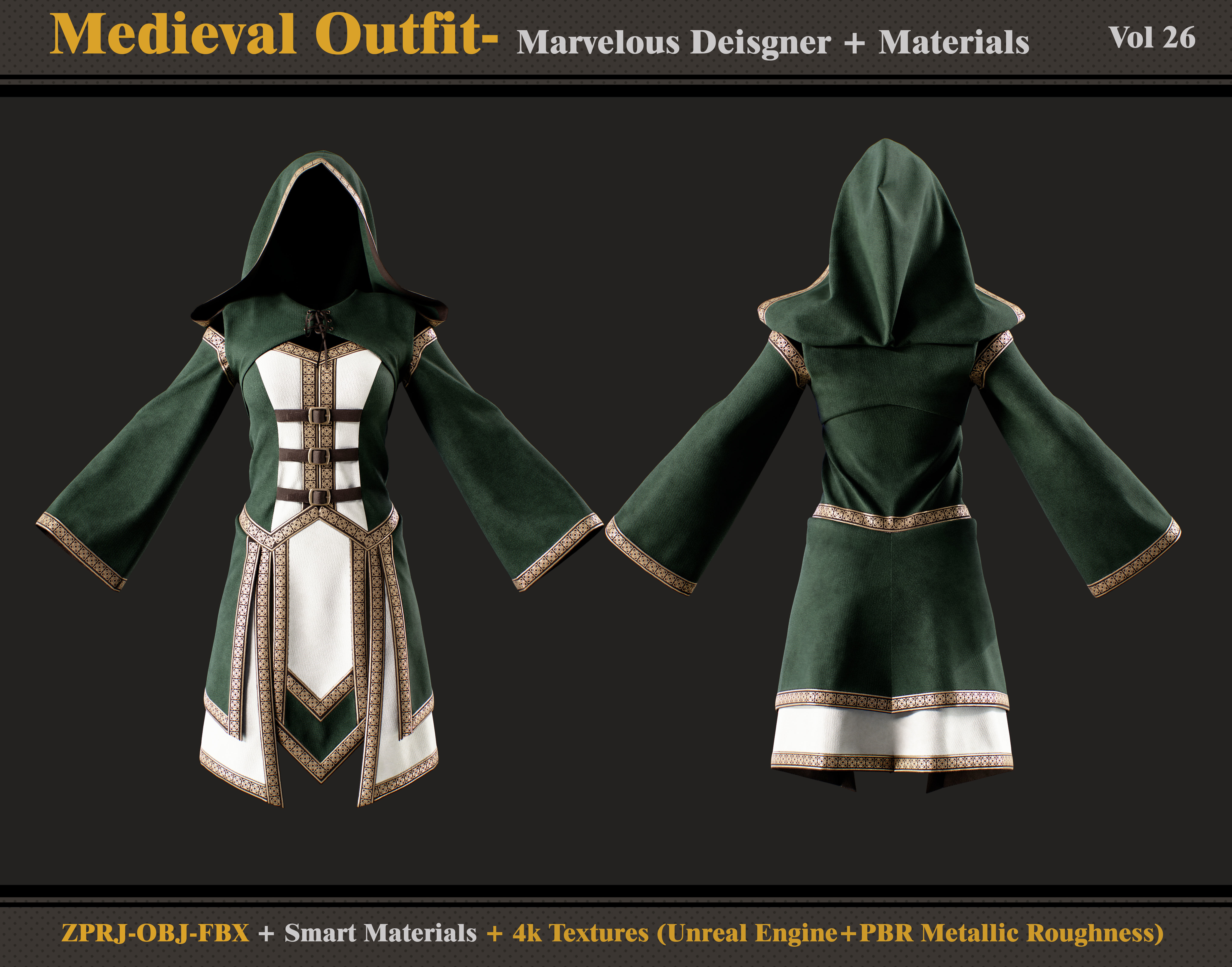 Medieval Outfit- MD-Clo3d -Material - Textures - OBJ - FBX 3D model_1