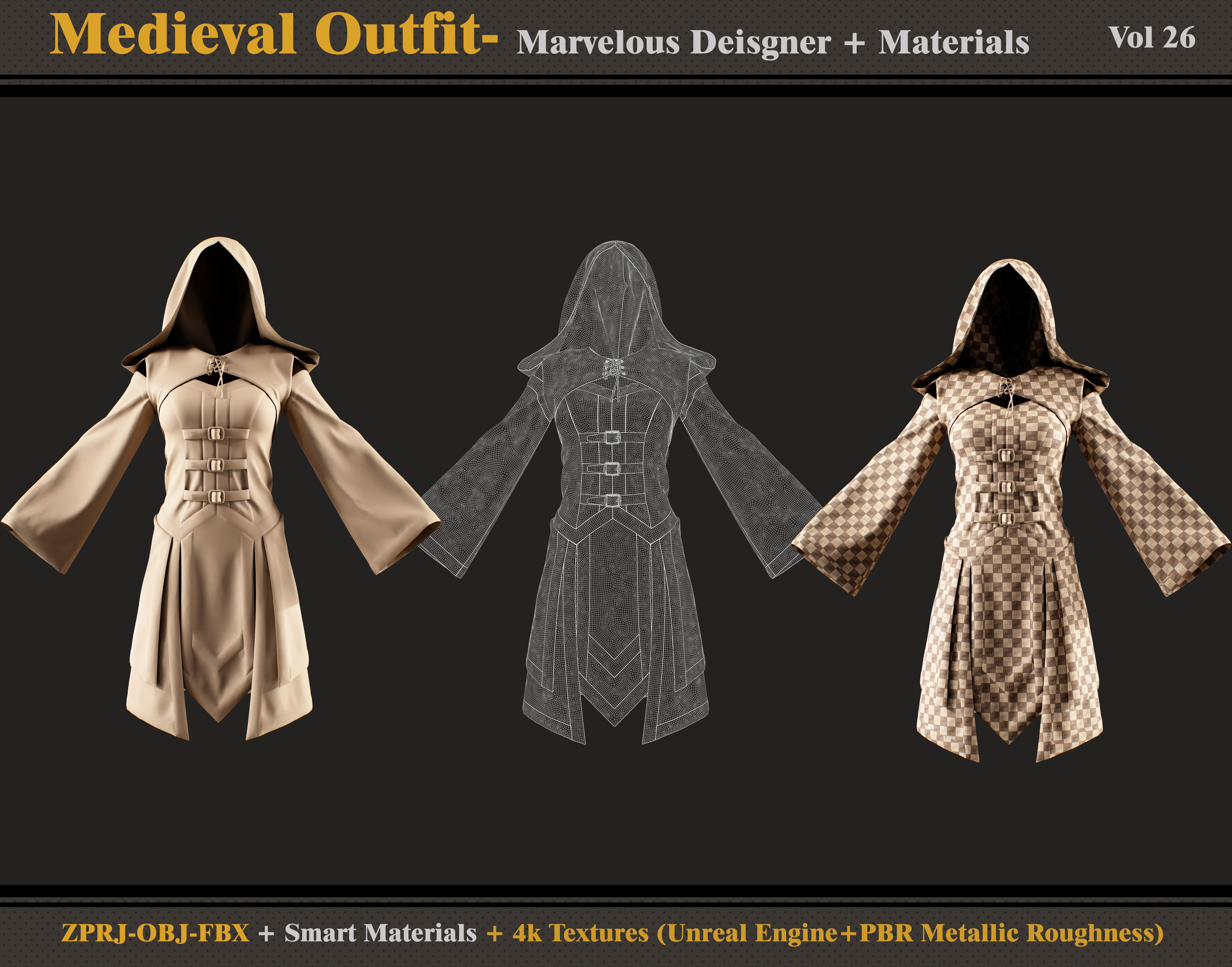 Medieval Outfit- MD-Clo3d -Material - Textures - OBJ - FBX 3D model_4