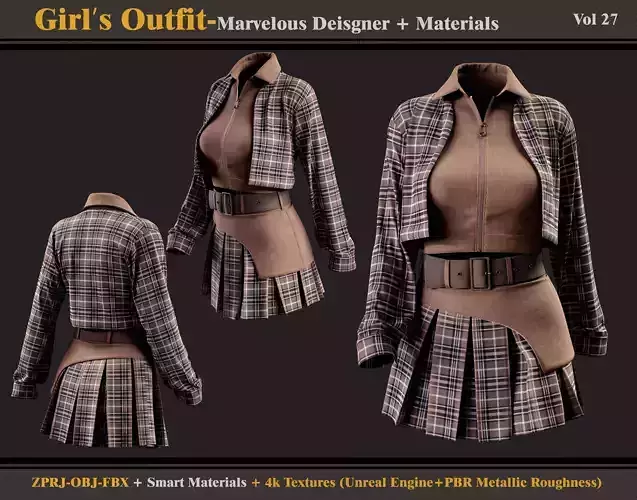 Girls Outfit- MD-Clo3d -Material - Textures - OBJ - FBX