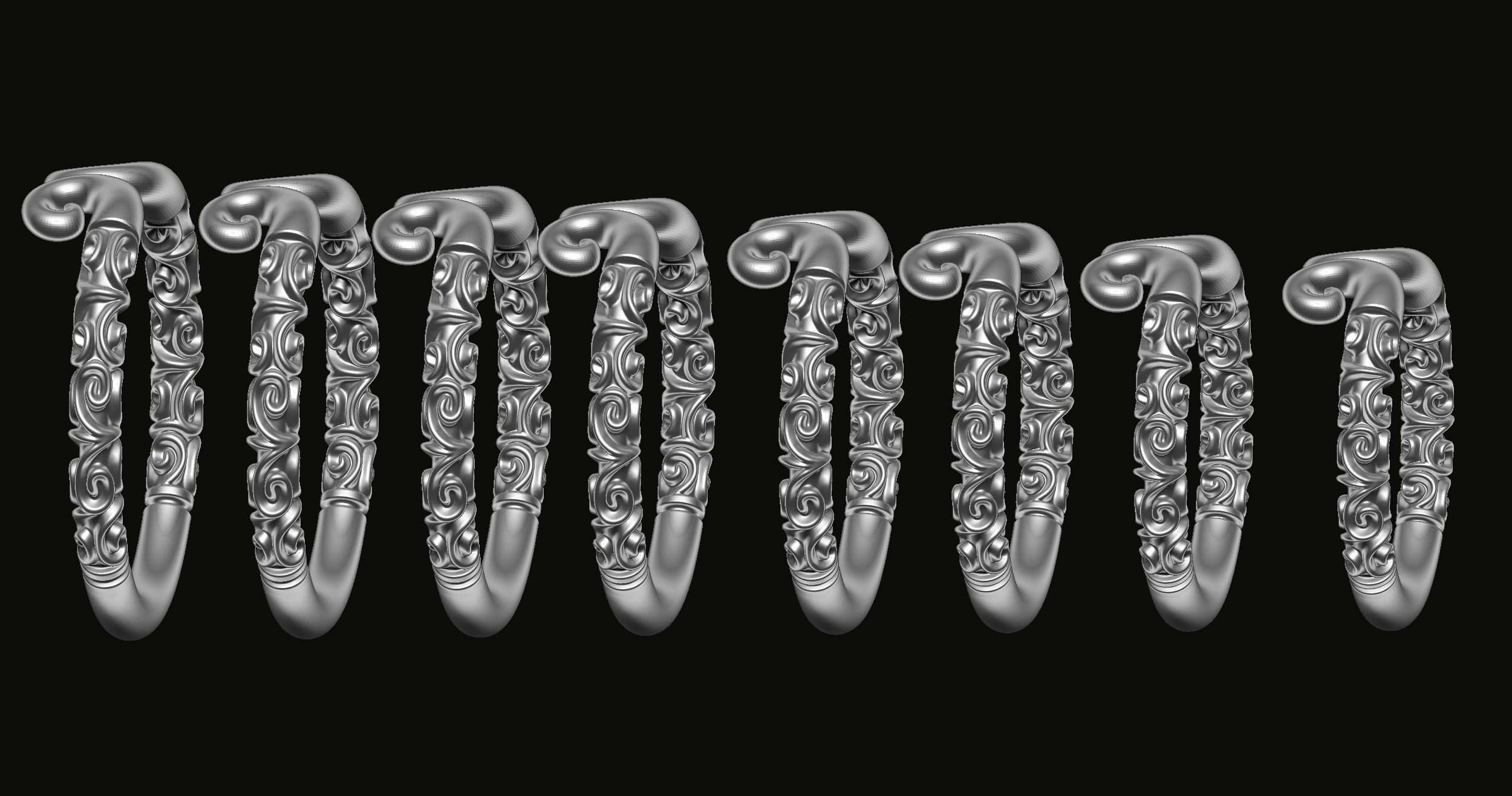 Patterned Rings 3D print model_5