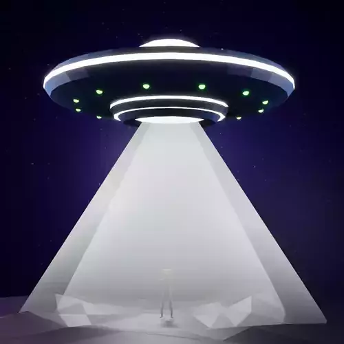 Stylized UFO and Alien Night Sky 3D Model for SciFi