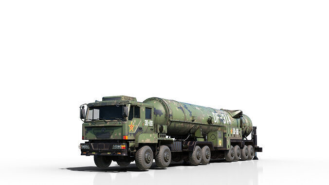 4 coatings of DF-31A CSS-10 DF31A ballistic missile launcher Low-poly 3D model