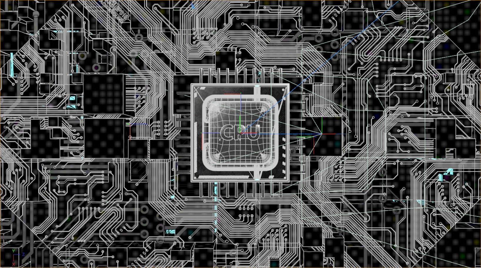  C4D Octane CPU chip core capacitance Scifi Circuit board 3D model_2