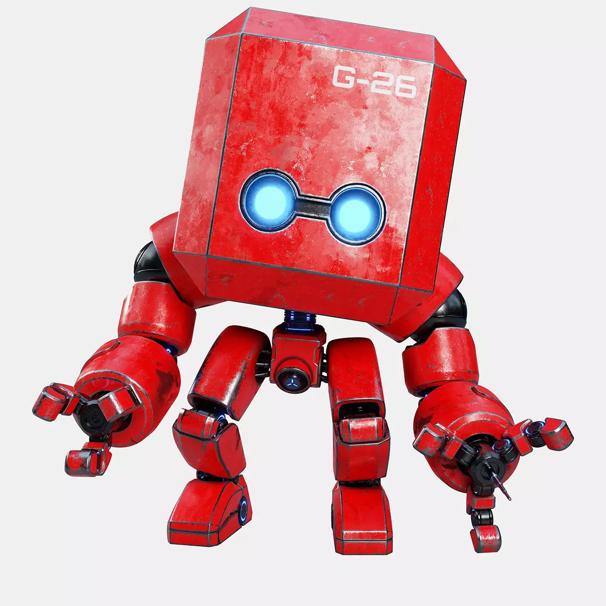 Cute Space Robot Rigged G-26 Red 3D model
