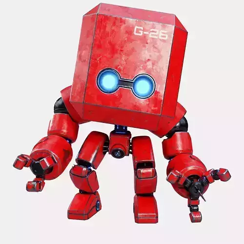 Cute Space Robot Rigged G-26 Red 3D model