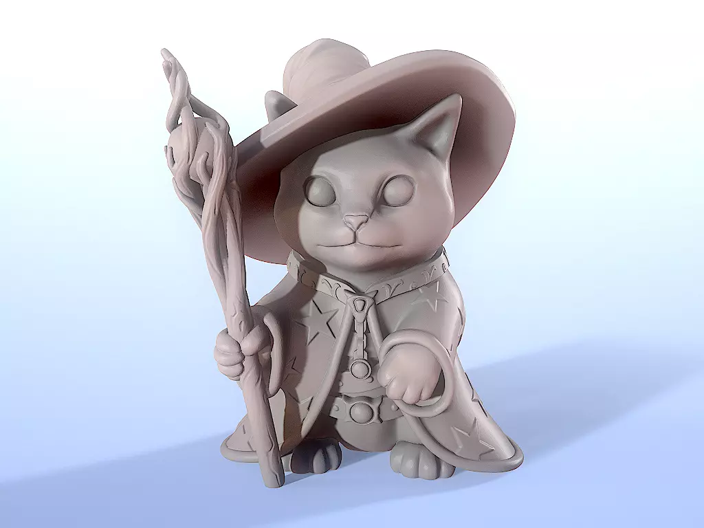 Kitten Wizard 3D print model