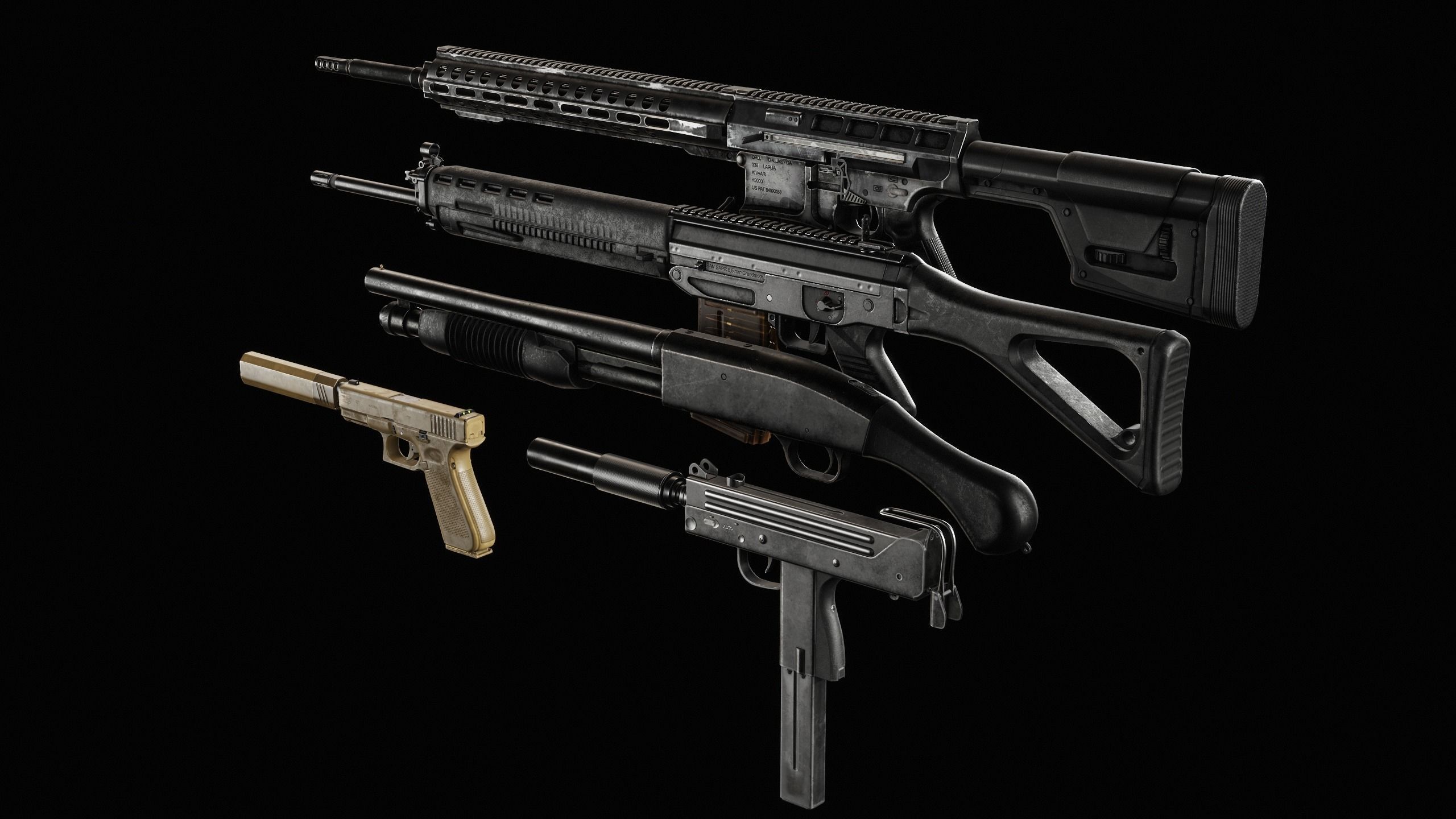 Weapons bundle pack vol 02 Low-poly 3D model_1