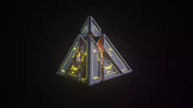 Triangular Pyramid Triangle Cube Matrix Core Energy Block Core 3D model