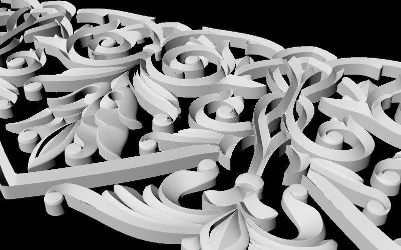 Central decor ornament for furniture 3D model_4