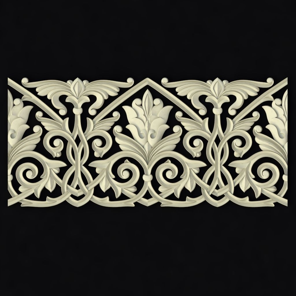 Central decor ornament for furniture 3D model_1