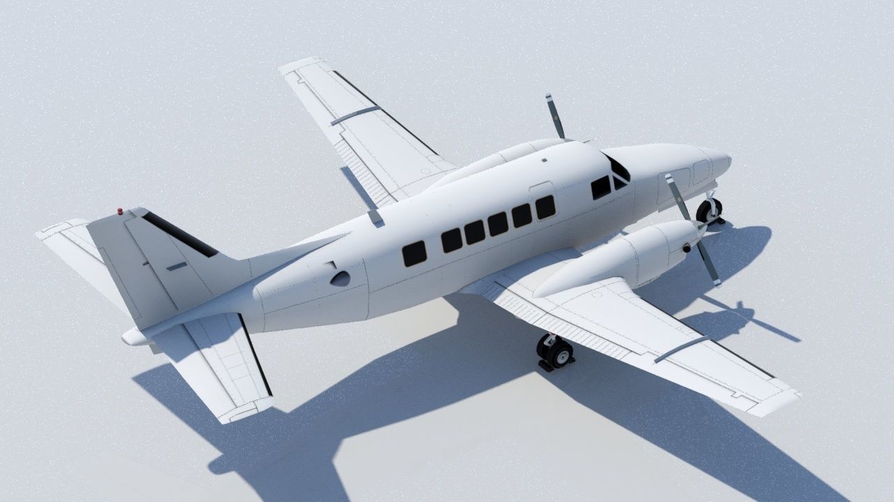 Beechcraft Low Poly Model 99 Static Model Blank Conmuter Low-poly 3D model_3