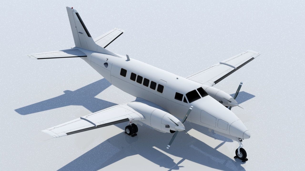Beechcraft Low Poly Model 99 Static Model Blank Conmuter Low-poly 3D model_1