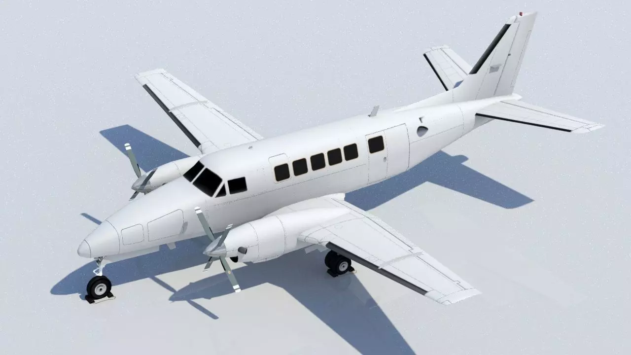 Beechcraft Low Poly Model 99 Static Model Blank Conmuter Low-poly 3D model_0