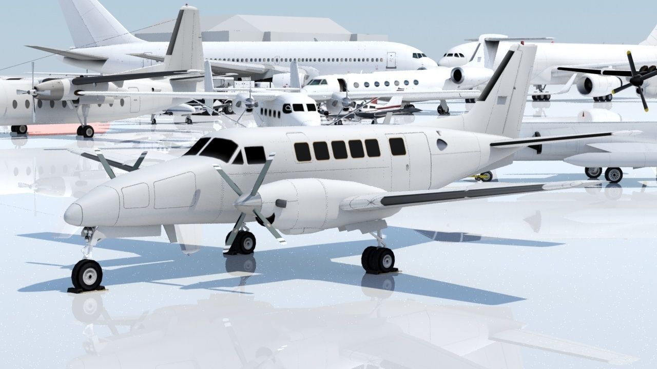 Beechcraft Low Poly Model 99 Static Model Blank Conmuter Low-poly 3D model_4