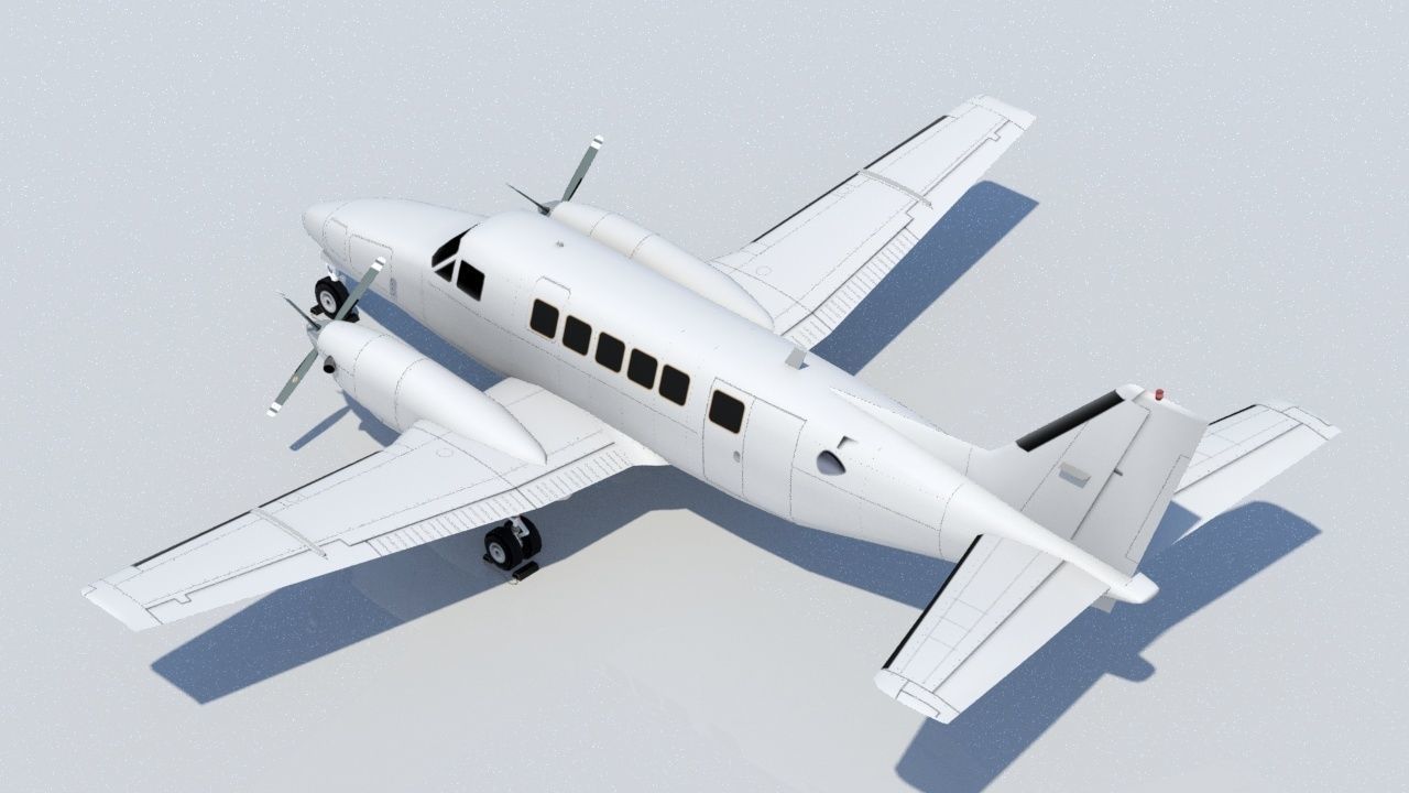 Beechcraft Low Poly Model 99 Static Model Blank Conmuter Low-poly 3D model_2