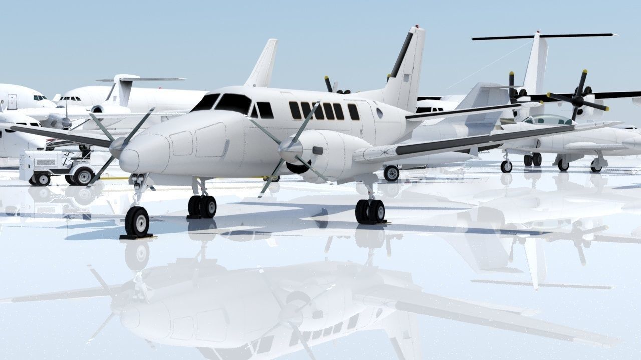 Beechcraft Low Poly Model 99 Static Model Blank Conmuter Low-poly 3D model_5