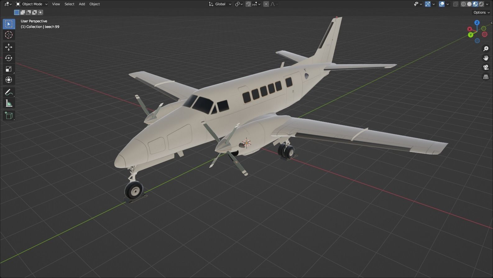 Beechcraft Low Poly Model 99 Static Model Blank Conmuter Low-poly 3D model_7