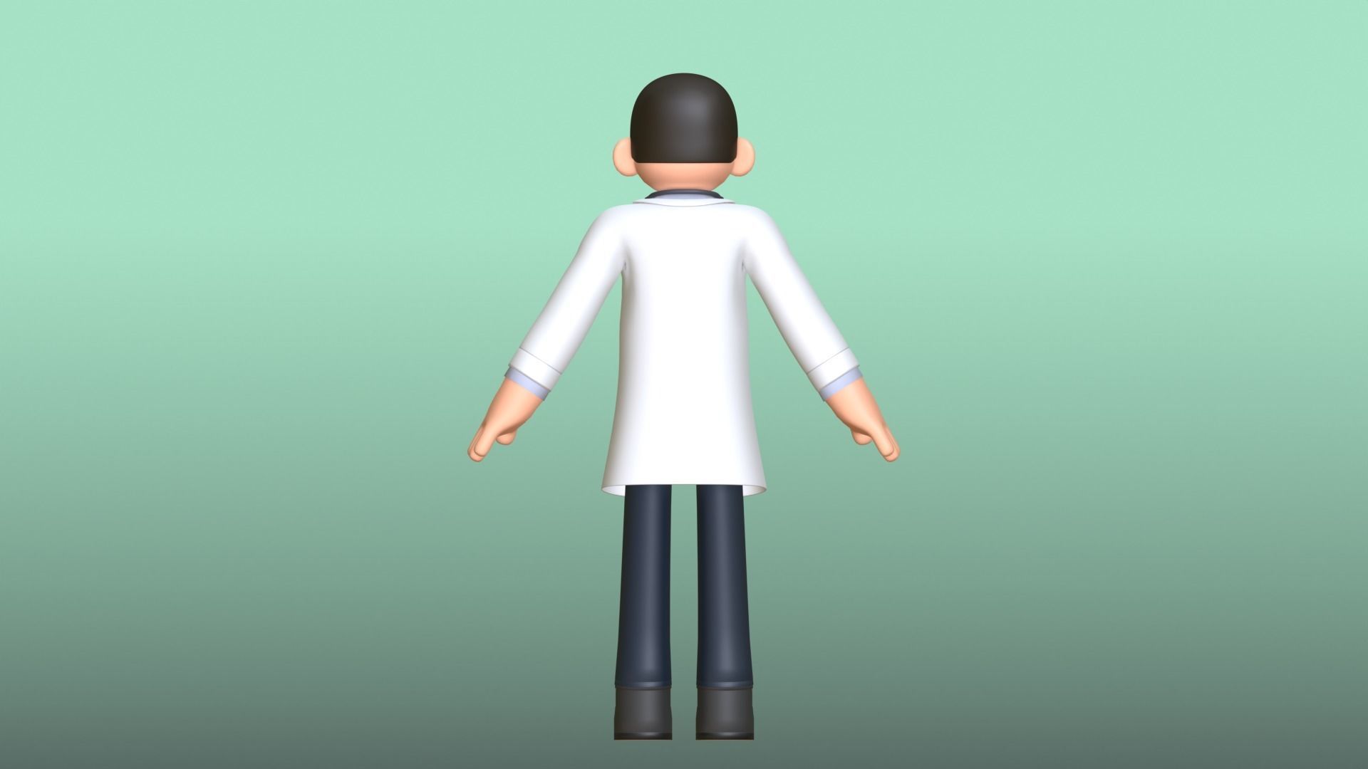 Minimal Doctor Cartoon Character Low-poly 3D model_14