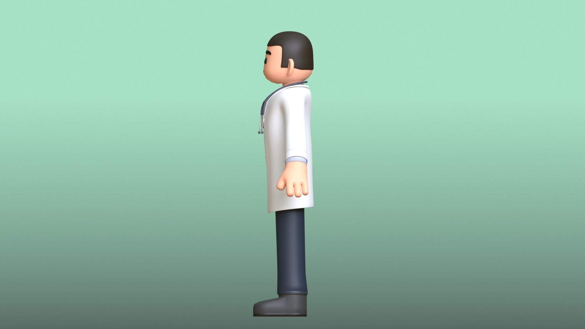 Minimal Doctor Cartoon Character Low-poly 3D model_11